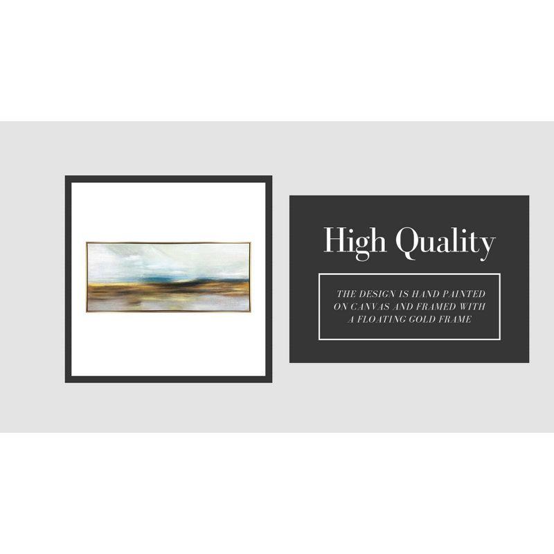 "The Horizon" Hand Painted Floating Framed Canvas Wall Art Print, 19x45 Inches