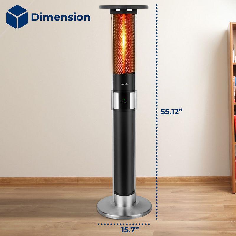 SereneLife 1500W Infrared Patio Heater, Electric, Indoor/Outdoor, Portable Tower, Remote Control, Black (SLOHT44)