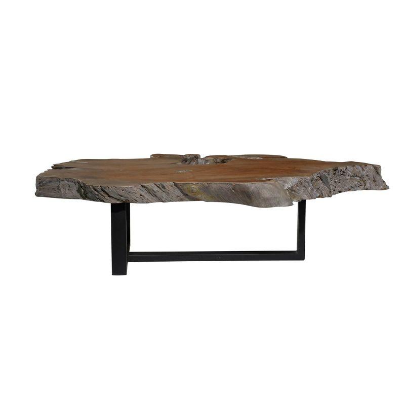 Contemporary Teak Wood Coffee Table Light Brown - Olivia & May: Industrial Style, Round, for Living Room