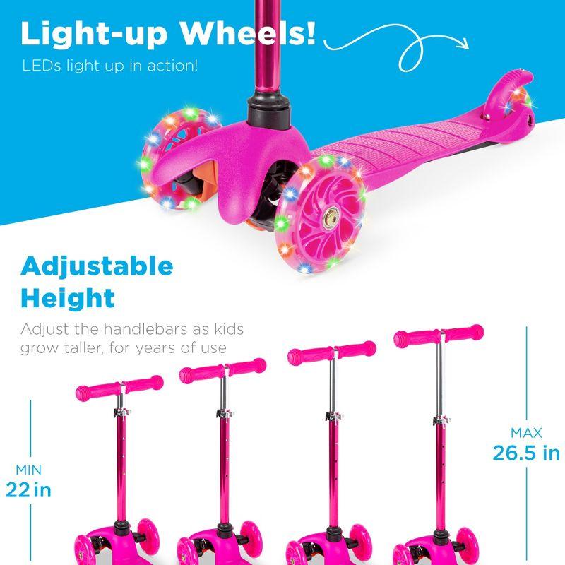 Best Choice Products Kids Mini Kick Scooter Toy w/ Light-Up Wheels and Height Adjustable T-Bar