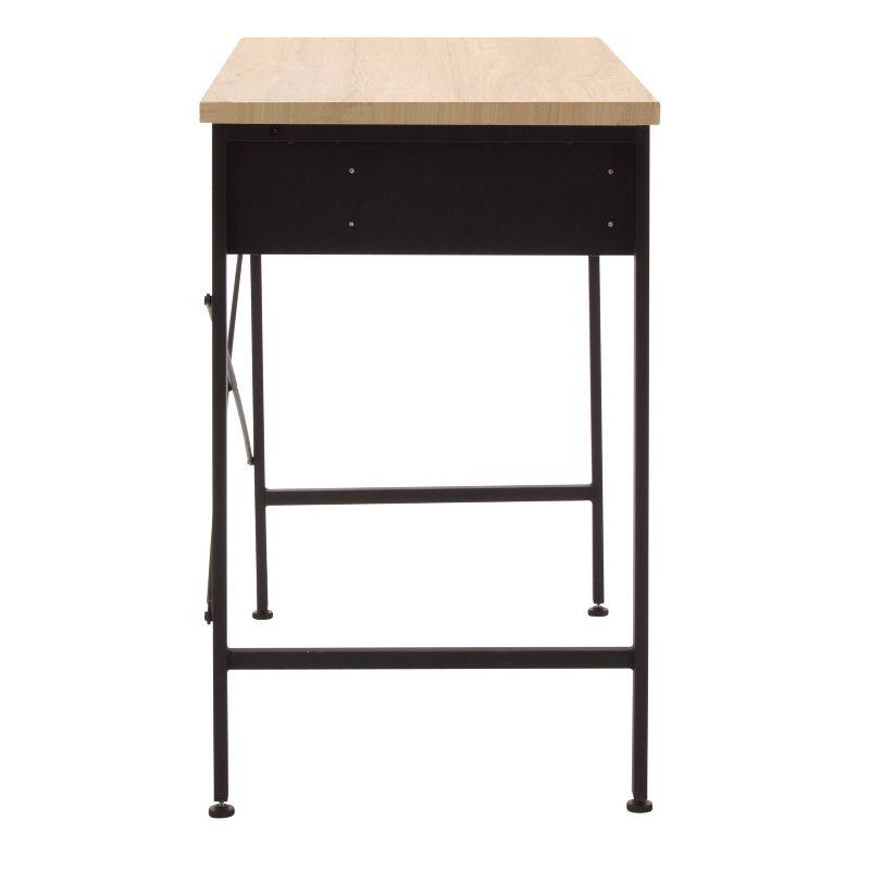 studio designs Ashwood Compact Home Office Desk with Drawers in Ashwood/Black: Laminated Writing Desk with Metal Frame, Keyboard Tray