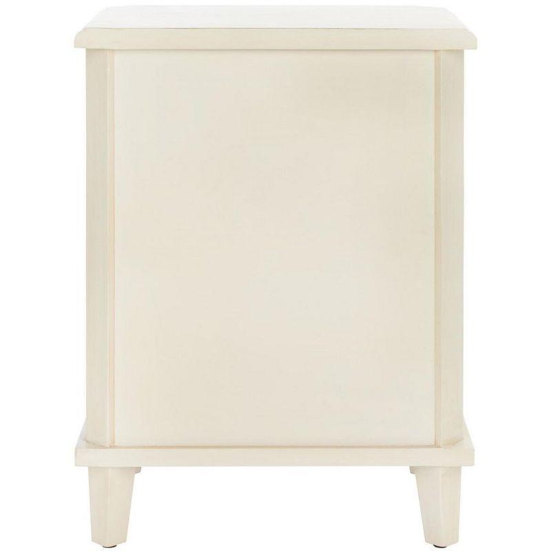 Transitional White Wood & Metal Nightstand with 3 Storage Drawers