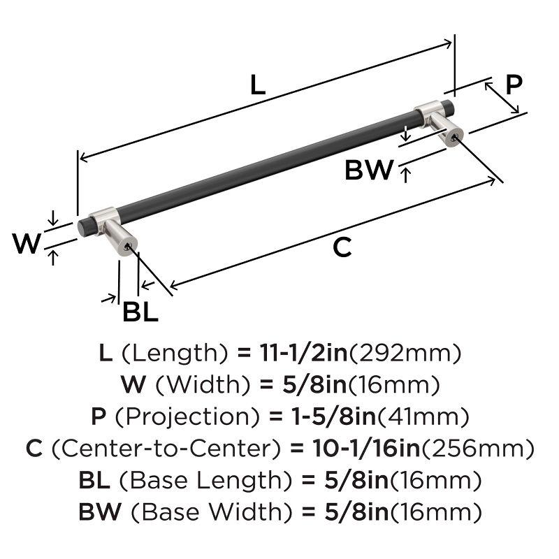 Amerock Mergence 10-1/16 inch (256mm) Center-to-Center Matte Black/Satin Nickel Cabinet Pull