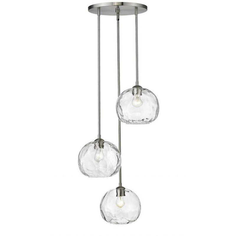 Chloe 3-Light Brushed Nickel Glass Pendant Chandelier