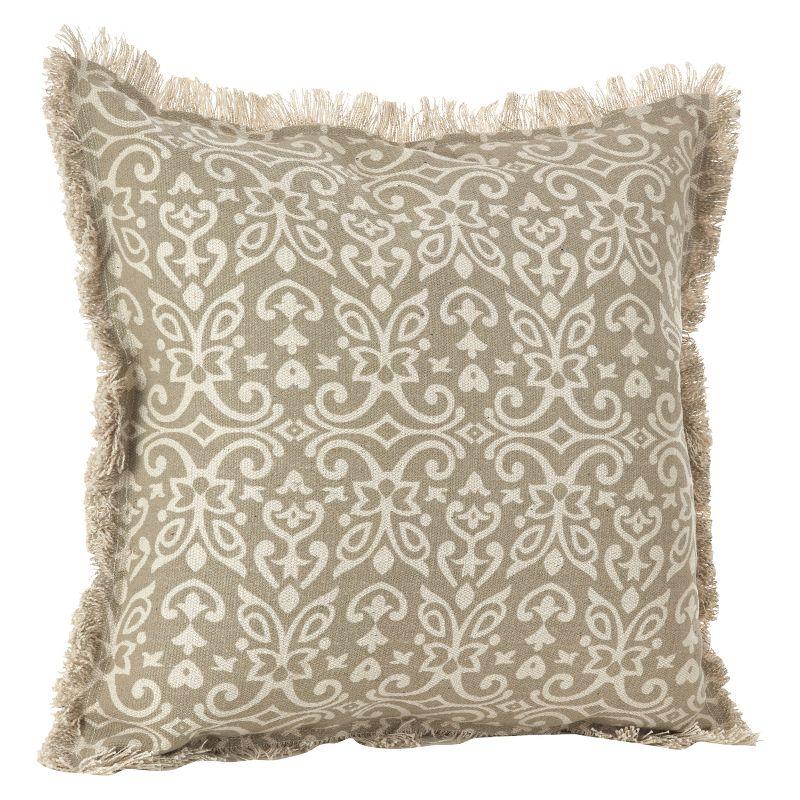 Natural Cotton Embroidered Square Throw Pillow Set