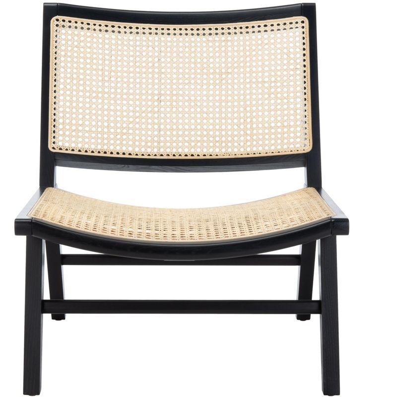 Transitional Auckland 26" Black and Natural Rattan Armless Side Chair