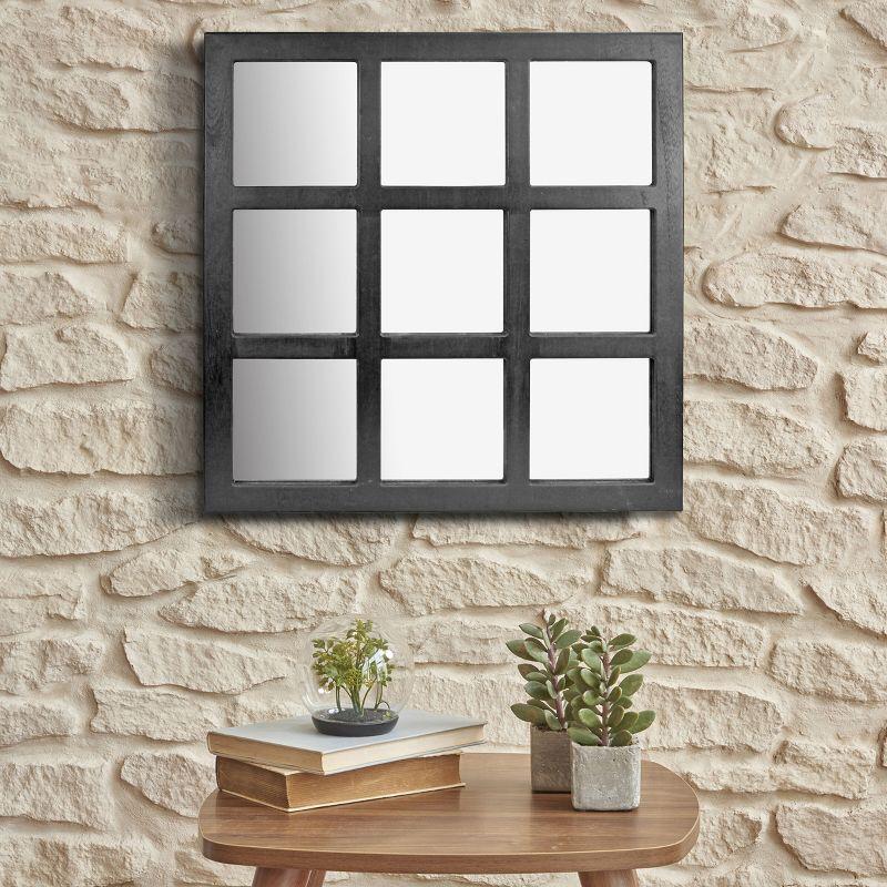 23.5" x 23.5" Rustic 9-Panel Window Pane Decorative Wall Mirror - Stonebriar Collection