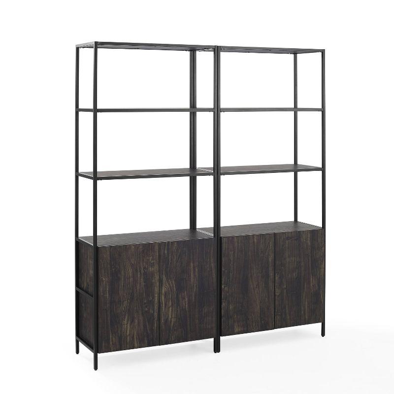 2pc 80.5" Jacobsen Etagere Set Brown Ash - Crosley: Industrial Storage, Steel Frame, Wood Veneer