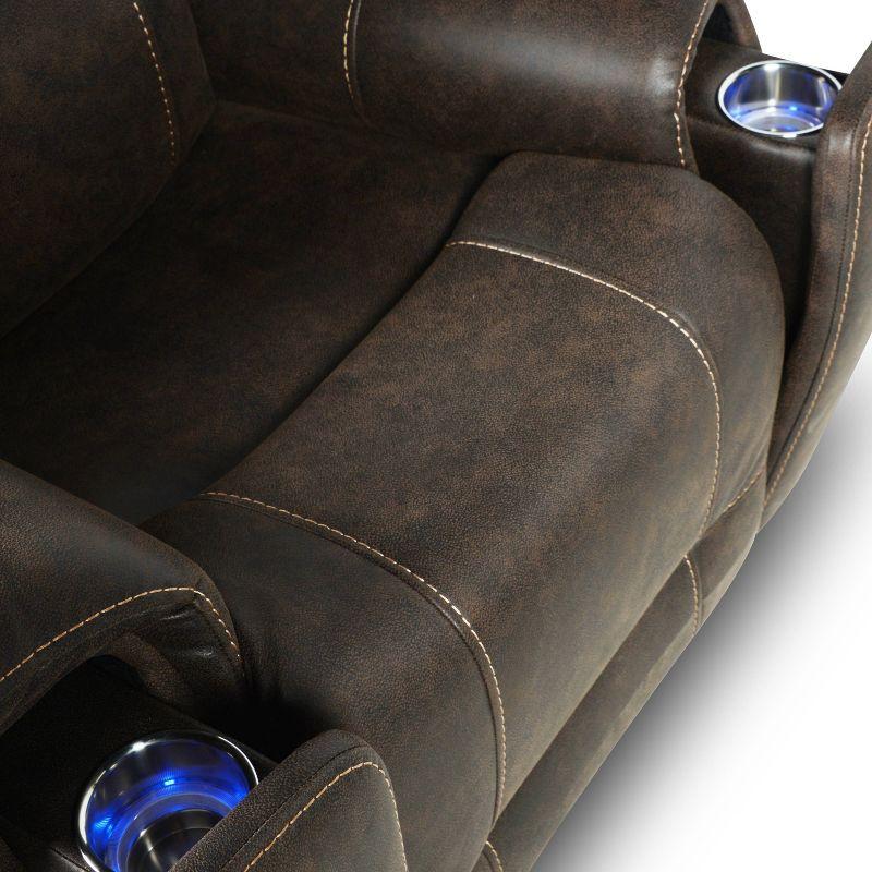 Lexington Power Media Recliner Saddle Brown - Steve Silver Co.: Faux Leather, USB Port, Cup Holder