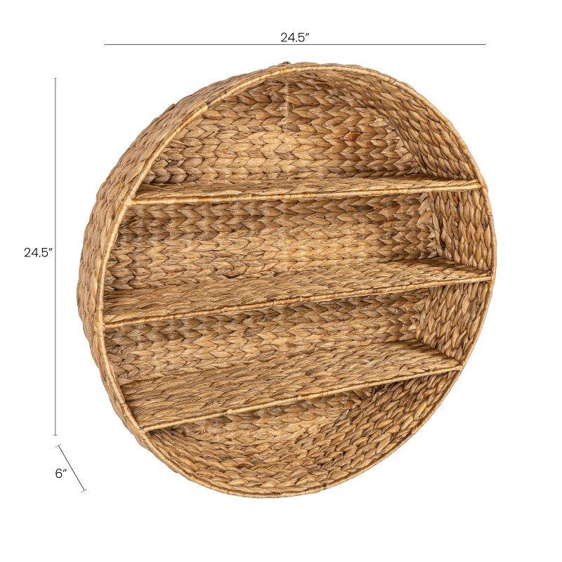 happimess Annulus 24.5" 3-Shelf Circular Handwoven Hyacinth Wall Rack, Natural