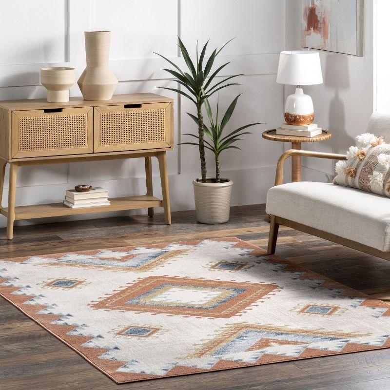 Nuloom Faviola Diamond 4x6 Indoor Area Rug for Living Room Bedroom Dining Room Kitchen, Rust/Light Beige