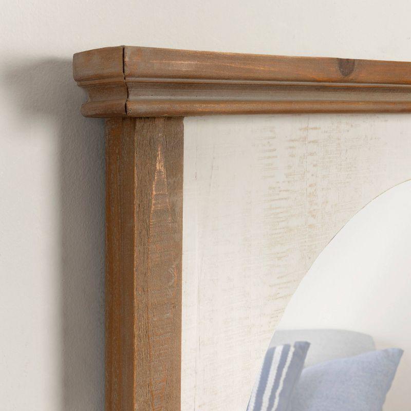 22" x 28" Brenna Wood Framed Arch Decorative Wall Mirror Brown/White - Kate & Laurel: Vintage Farmhouse Style, No Shelf