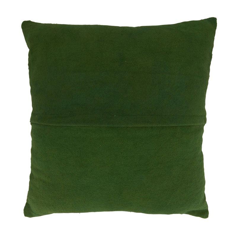 Green Cotton Tufted Pom-Pom Square Throw Pillow Cover