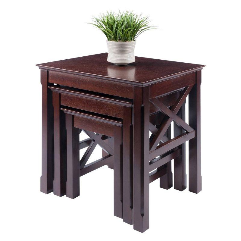 3pc Xola Nesting Table Cappuccino - Winsome: Rectangle Stacking Side Tables, Wood Veneer, Spot Clean