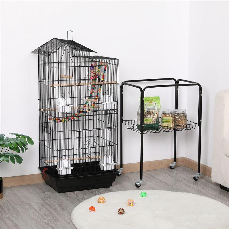 Yaheetech Roof Top Birdcage Parrot Cage with Detachable Rolling Stand Wrought Iron