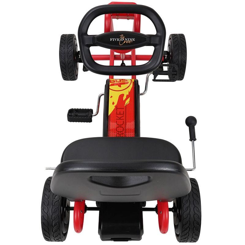 Rocket Pedal Go Kart W/ Ergonomic Adjustable Seat & Sharp Handling, Red