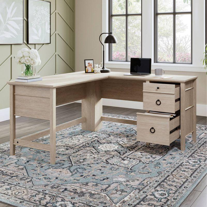 East Adara L Shape Computer Desk Cascade Oak - Sauder: Home Office, MDF Construction, Metal Hardware, 5-Year Warranty