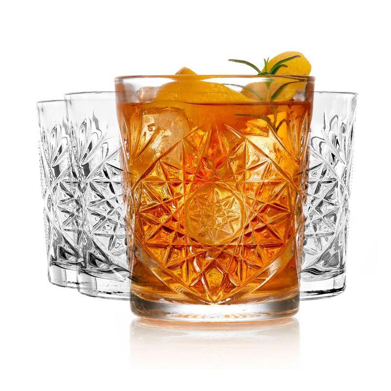 Libbey Classic Libbey Cocktail Hobstar Double Old Fashioned Glasses, 12 oz. (Set of 4)