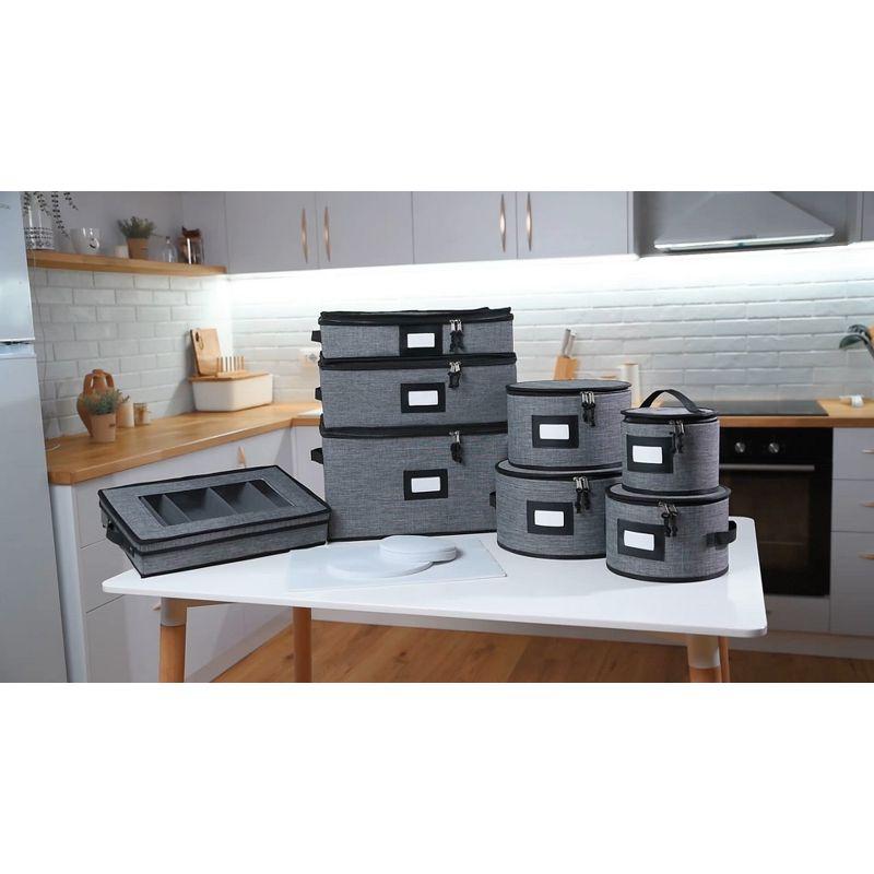 StorageBud 2 Pack Wine Glass Storage Box, Quilted and Stackable Stemware Storage Cases - Service of 12 each