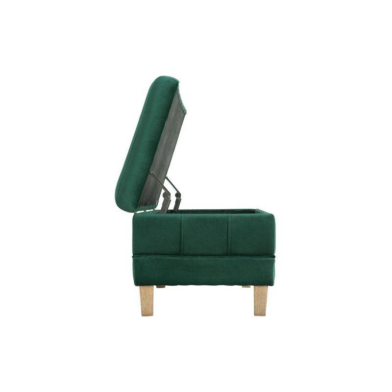 Picket House Furnishings Jude Tufted Storage Ottoman Green: Upholstered Bench with Foam Fill & Plywood Frame