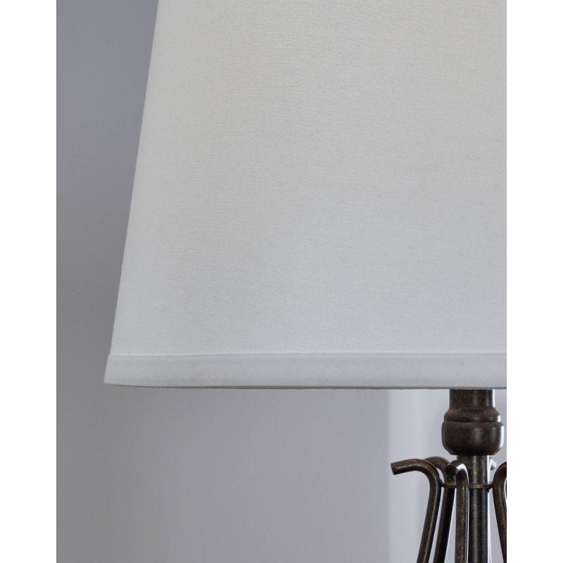 Signature Design by Ashley Brycestone Floor Lamp with 2 Table Lamps Brown/Beige: Metallic Base, 3-Way Switch, UL Listed