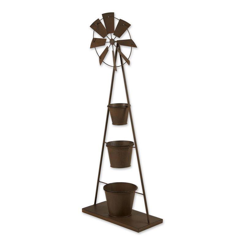 18.5" Indoor/Outdoor Metal Windmill Plant Stand Black - Zingz & Thingz: Durable Iron Display, No Assembly Required