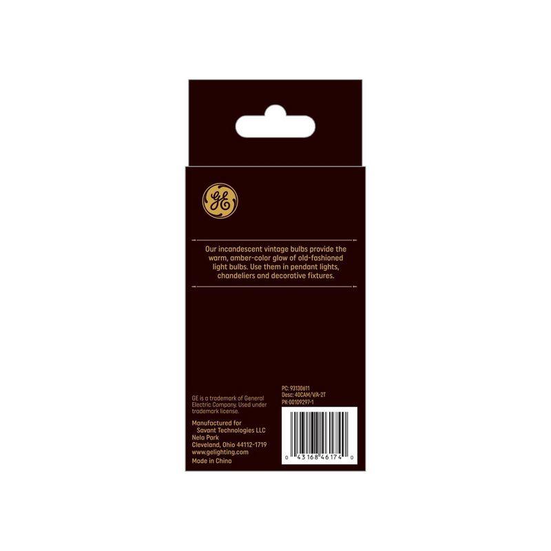 GE Household Lighting 2pk CA10 INC Vintage Style 40W Light Bulb Amber