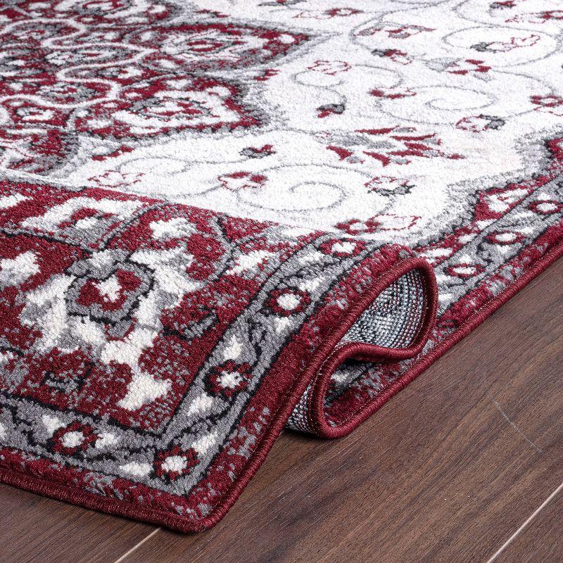 World Rug Gallery Traditional Medallion Area Rug - BURGUNDY 2'x7'