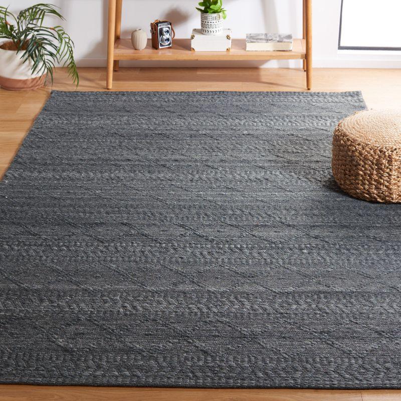 Gray Flat Woven Handmade Wool Area Rug 4' x 6'