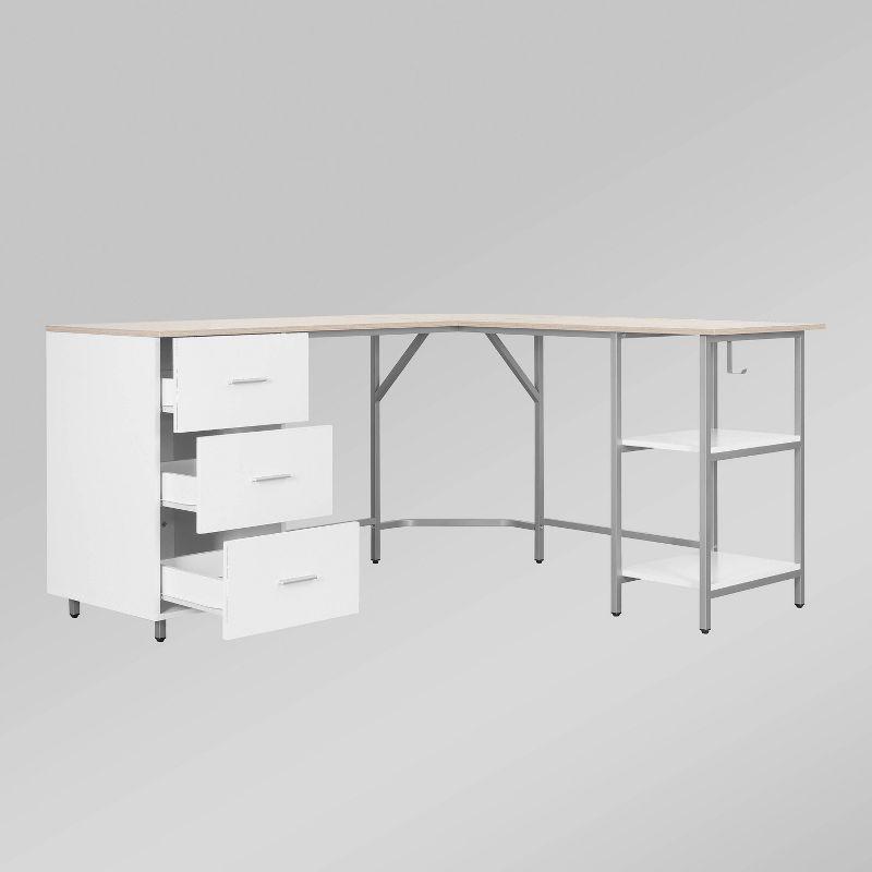 17 Stories Techni Mobili L-Shape Home Office Two-Tone Desk With Storage