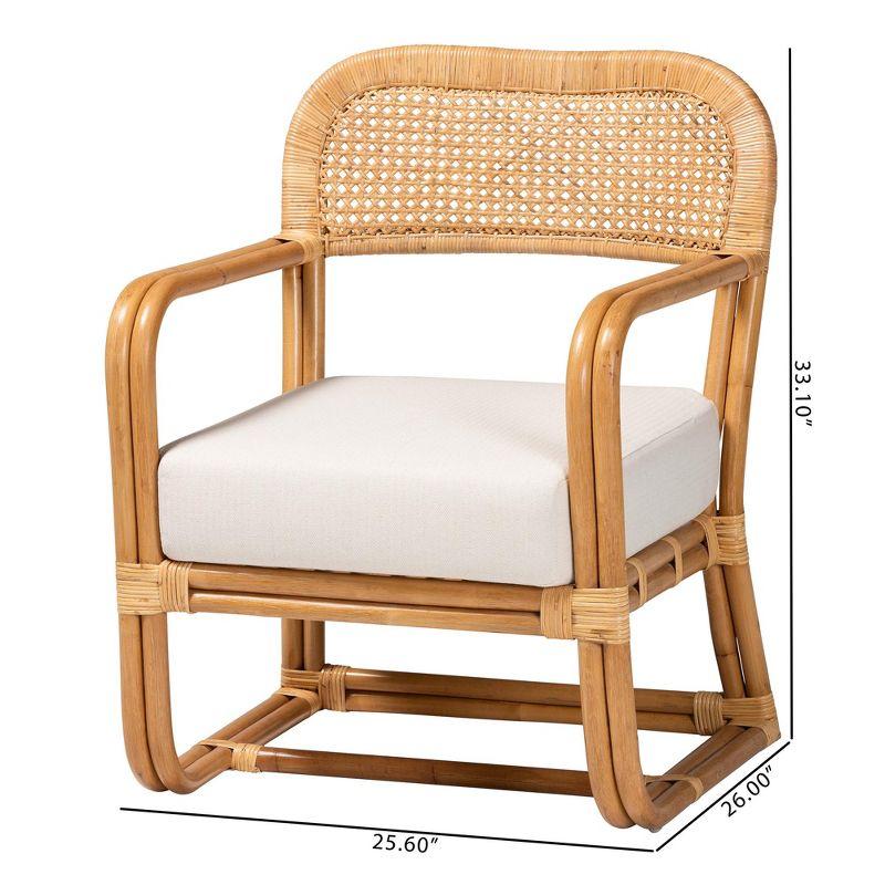 Handcrafted White Rattan Swoop Arm Accent Chair