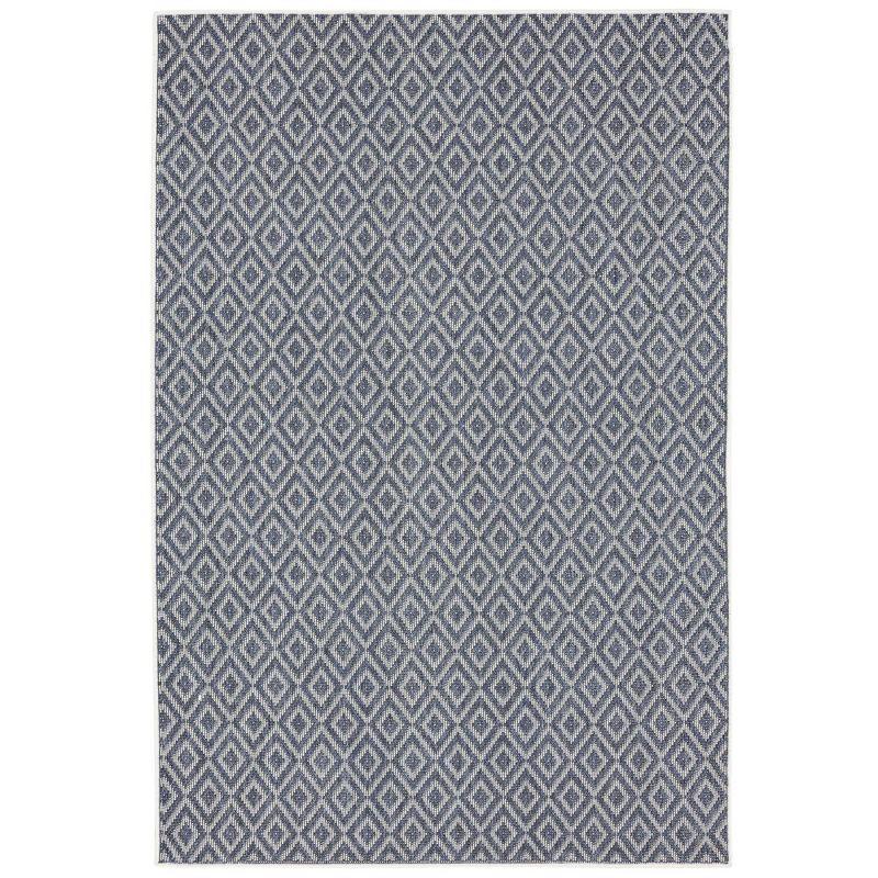 Modern Geometric Denim/Cream Durable Synthetic Area Rug