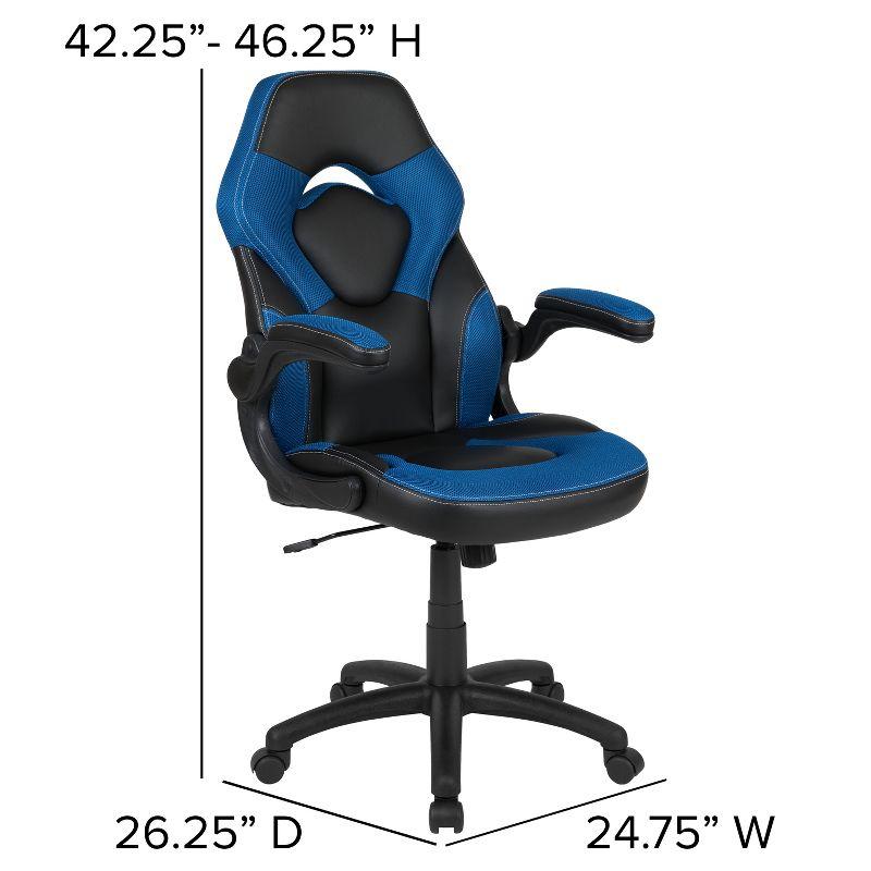 Flash Furniture X10 Gaming Chair Racing Office Ergonomic Computer PC Adjustable Swivel Chair with Flip-up Arms