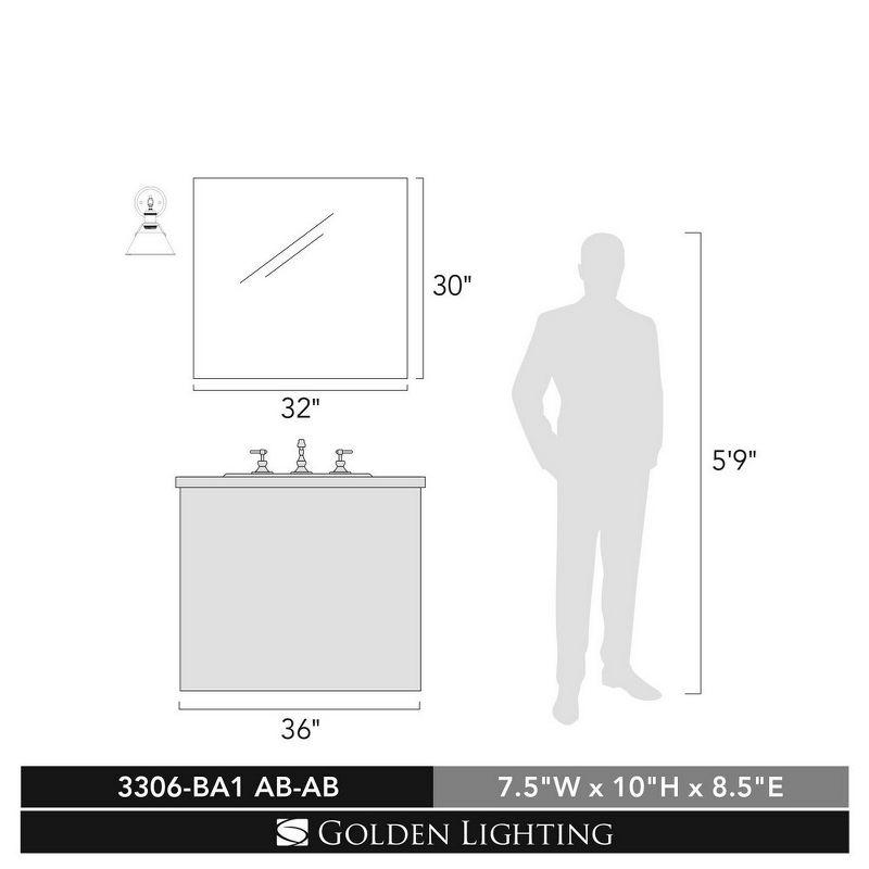 Golden Lighting Orwell 1-Light Wall Sconce in Pewter with Opal Glass