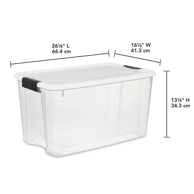 Sterilite Ultra Latch Box, Stackable Storage Bin with Lid, Plastic Container with Heavy Duty Latches to Organize, Clear and White Lid