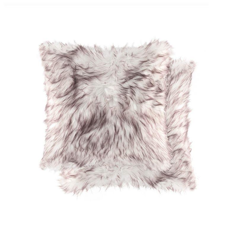 Luxe Belton Animal Print Faux Fur Throw Pillow (Set of 2)