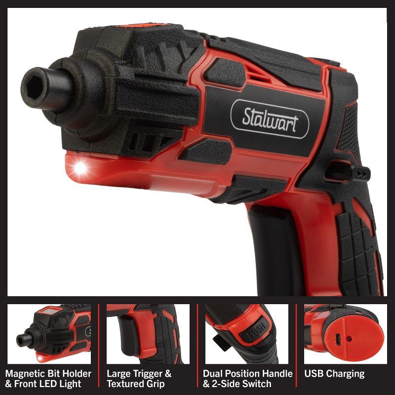 45-Piece 4V Cordless Screwdriver Set (Red) by Stalwart