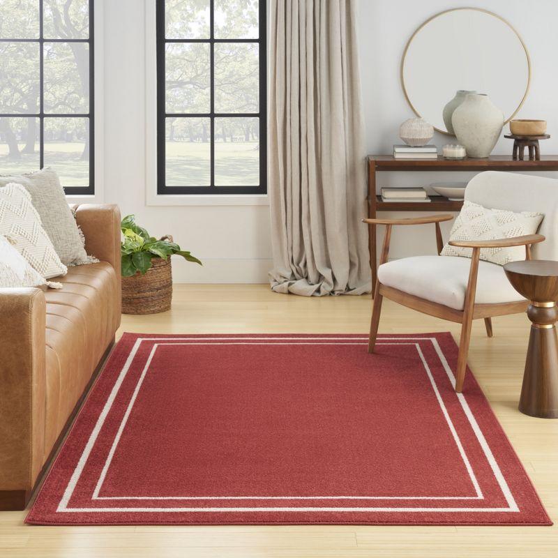 Nourison Essentials 6' x 9' Brick Ivory Contemporary Bordered Indoor/Outdoor Area Rug