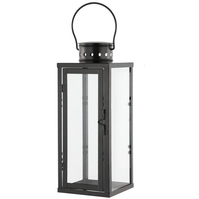 Black Iron and Glass Hanging Candle Lantern Set