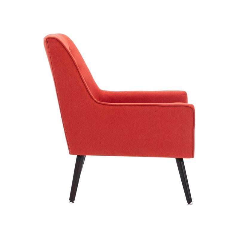 Trelis Mid-Century Modern Retro Style Accent Chair Red - Linon: Upholstered, Rubberwood Legs, Foam Cushion