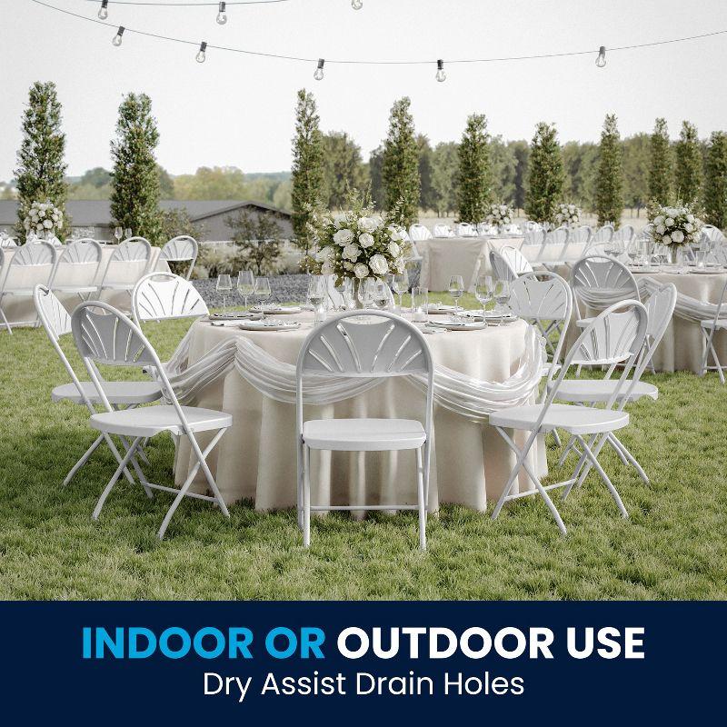 Flash Furniture 2 Pack HERCULES Series 650 lb. Capacity White Plastic Fan Back Folding Chair