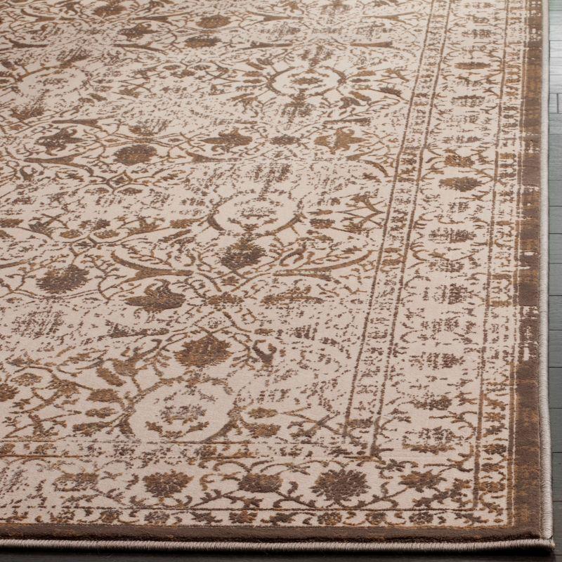 Elegant Cream & Bronze 5' x 7' Synthetic Hand-Knotted Area Rug