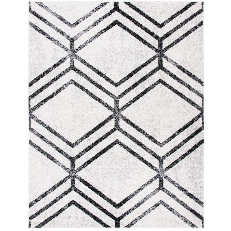 Chic Lodge Style Ivory & Charcoal Synthetic 9' x 12' Area Rug