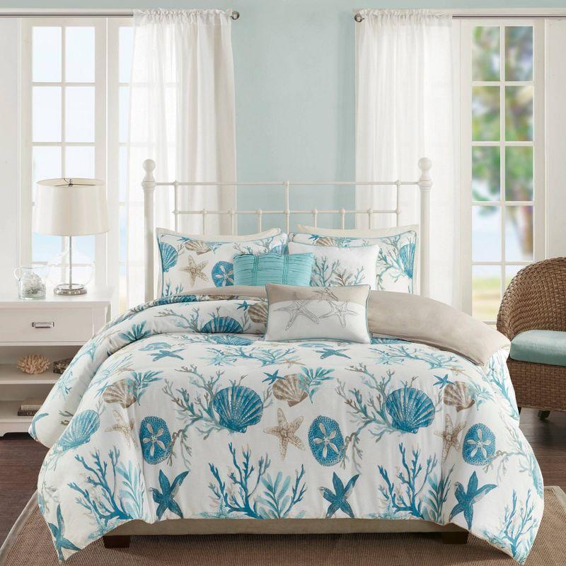 Pebble Beach 6 Piece Cotton Sateen Coastal Duvet Cover Set