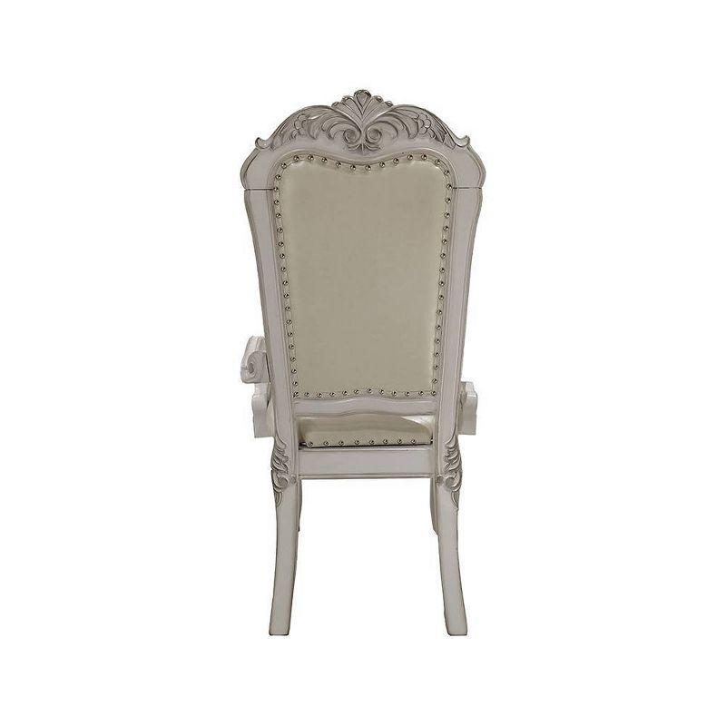 25.75" Dresden Dining Chair Synthetic Leather and Bone White Finish - Acme Furniture: Elegant Tufted Armrest, Wood Frame, No Assembly Required