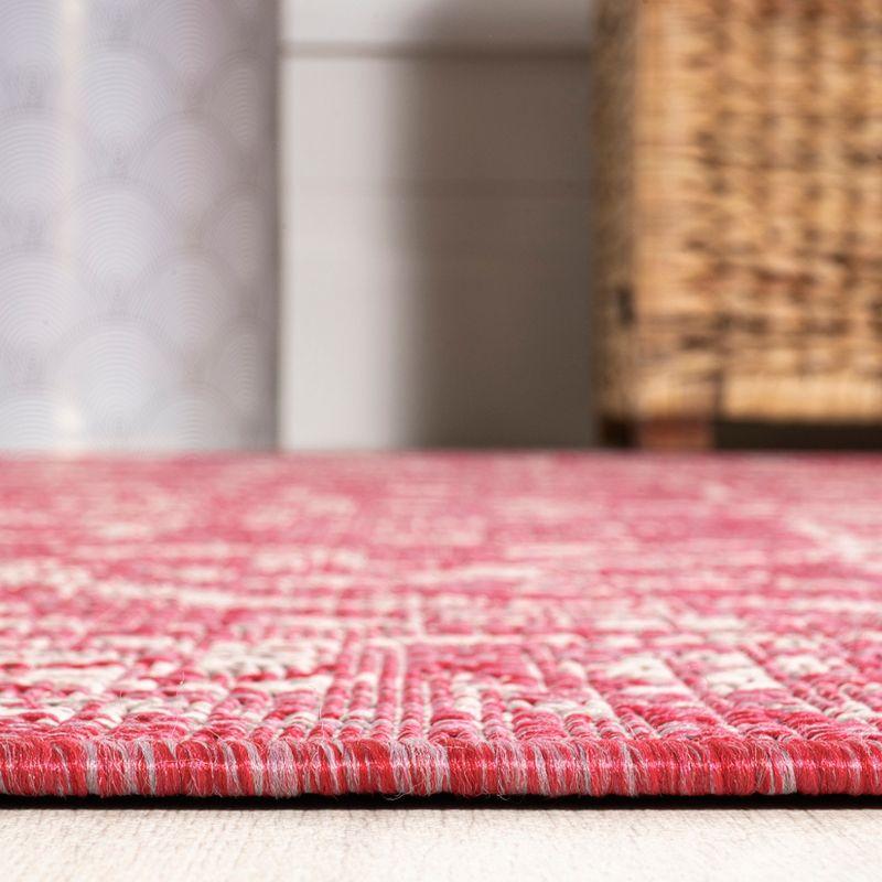 9' x 12' Malta Bohemian Medallion Textured Weave Indoor/Outdoor Area Rug, Fuchsia/Light Gray - JONATHAN Y