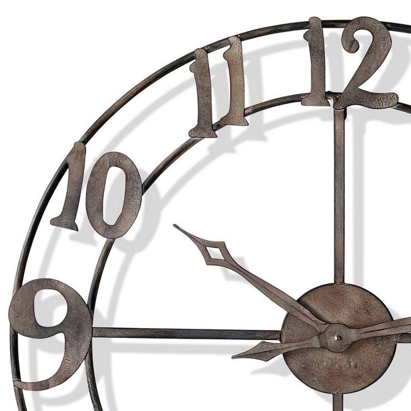 Rustic Pewter Metal Wall Clock Gray - StyleCraft: Open Face, Indoor, Analog Display, 31"