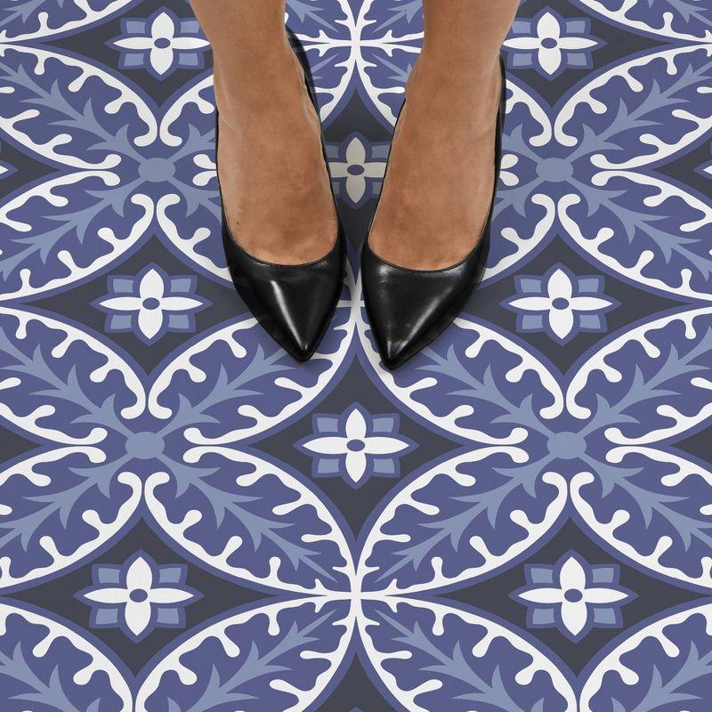 4'x5' FloorPops Set of 20 Capri Peel & Stick Floor Tiles Violet/White/Gray - Brewster: Mosaic Vinyl Flooring, Stain-Resistant