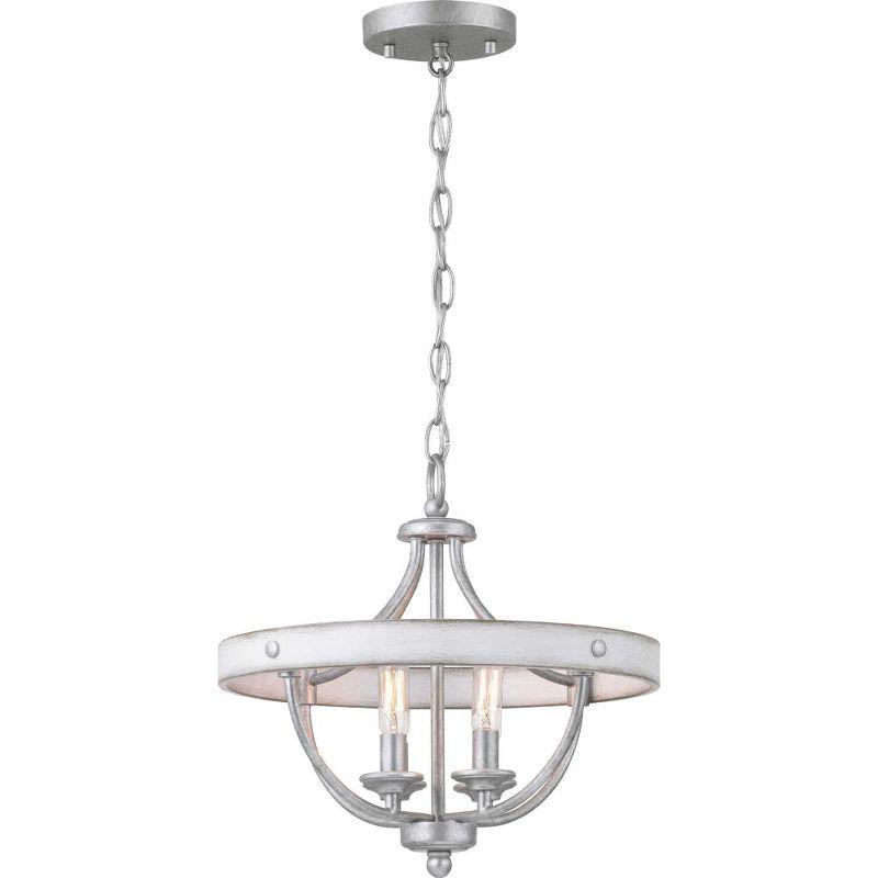 Progress Lighting Gulliver 4-Light Semi-Flush Galvanized Ceiling Light, Wood Grained Texture Shade