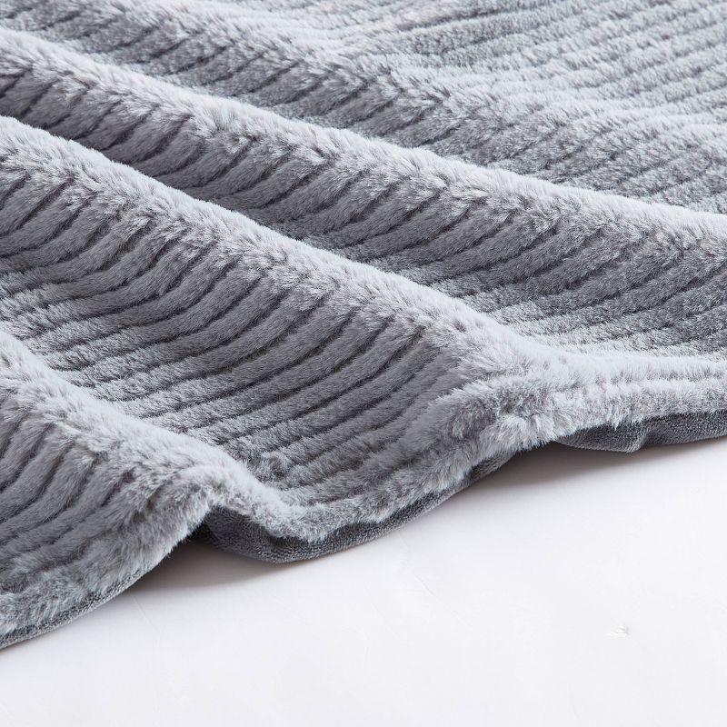 Eddie Bauer Eddie Bauer Ribbed Textured Stripe Solid Plush Throw Blanket